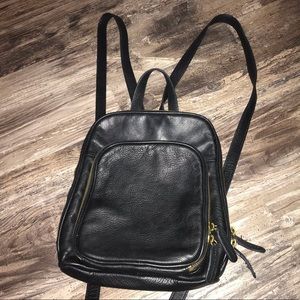 Black Margot Leather Mini Backpack